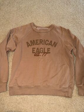 American Eagle Outfitters Men's Tan Crewneck with Logo